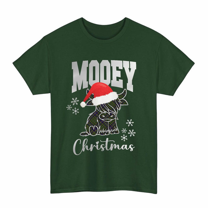 Scottish MacMillan Hunting Modern Clan Tartan T-Shirt - Mooey Christmas Tartan Plaid Forest Green Color