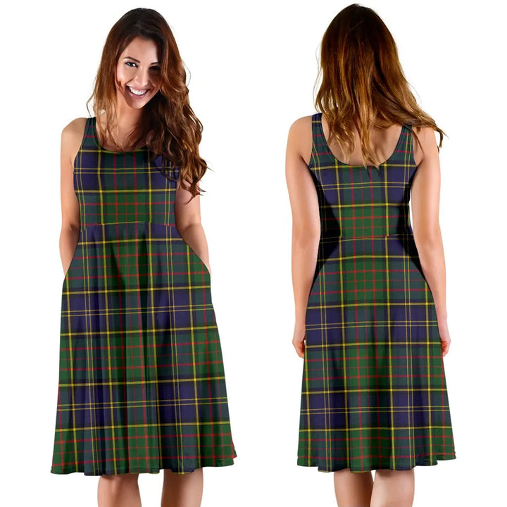 Scottish MacMillan Hunting Modern Clan Tartan Women Midi Dress