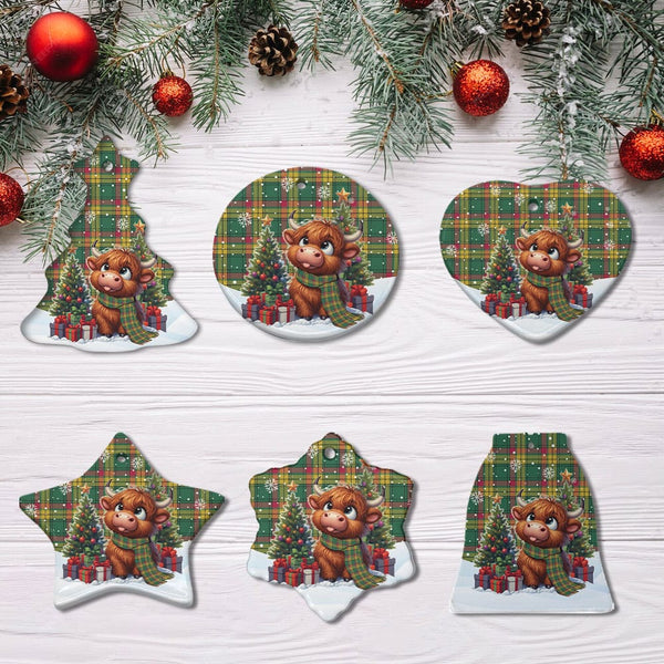 Scottish MacMillan Old Ancient Clan Tartan Ceramic Ornament Cute Highland Cow Christmas All Style Tartan Plaid
