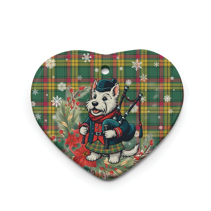 Scottish MacMillan Old Ancient Clan Tartan Ceramic Ornament Cute Scottish Terrier Dog Heart Style Tartan Plaid