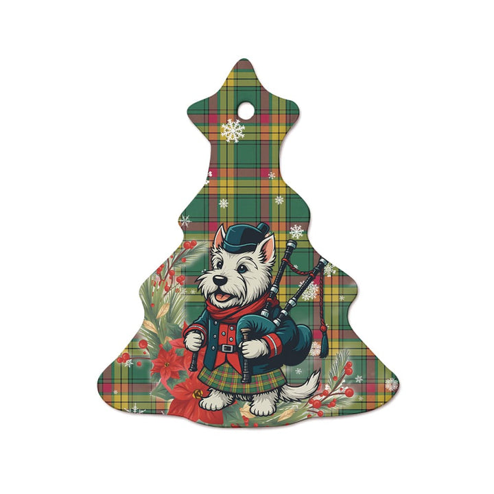 Scottish MacMillan Old Ancient Clan Tartan Ceramic Ornament Cute Scottish Terrier Dog Tree Style Tartan Plaid