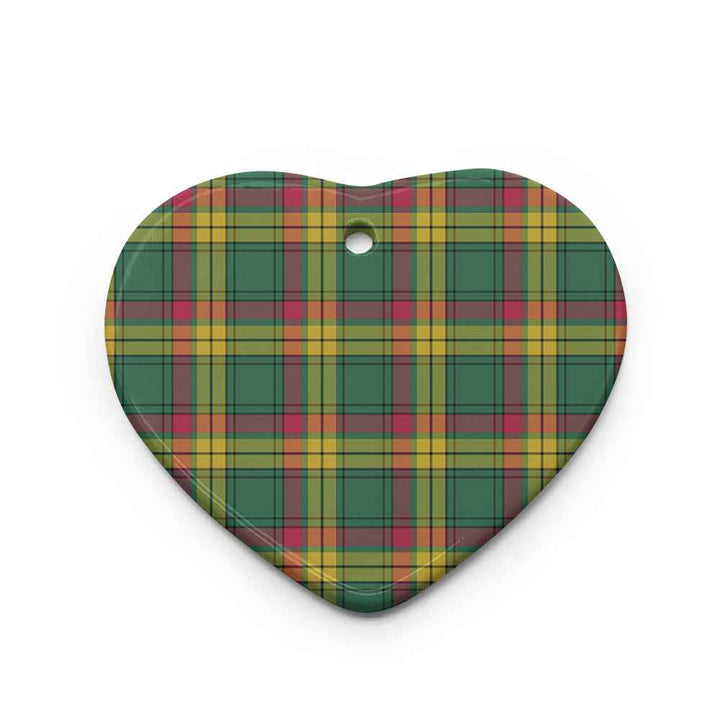 Scottish MacMillan Old Ancient Clan Tartan Ceramic Ornament Heart Shape Tartan Plaid