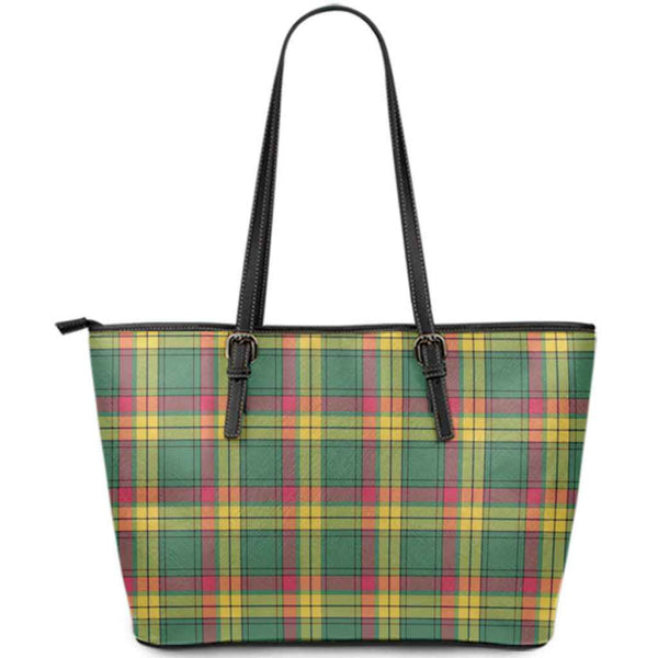 Scottish MacMillan Old Ancient Clan Tartan Leather Tote Tartan Plaid