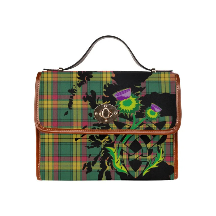 Scottish MacMillan Old Ancient Clan Tartan Waterproof Canvas Bag With Thistle Tartan Plaid 1