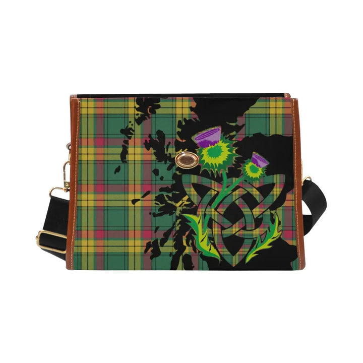 Scottish MacMillan Old Ancient Clan Tartan Waterproof Canvas Bag With Thistle Tartan Plaid 2