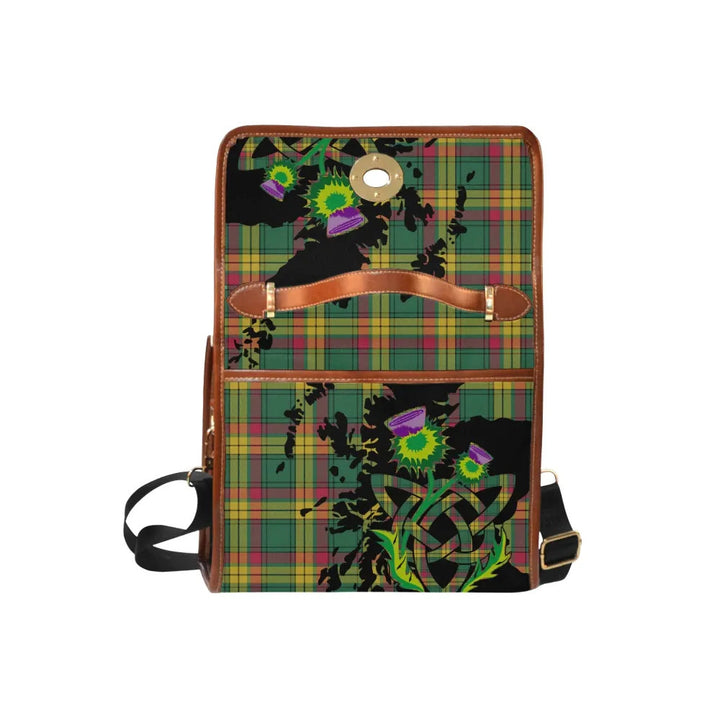 Scottish MacMillan Old Ancient Clan Tartan Waterproof Canvas Bag With Thistle Tartan Plaid 6