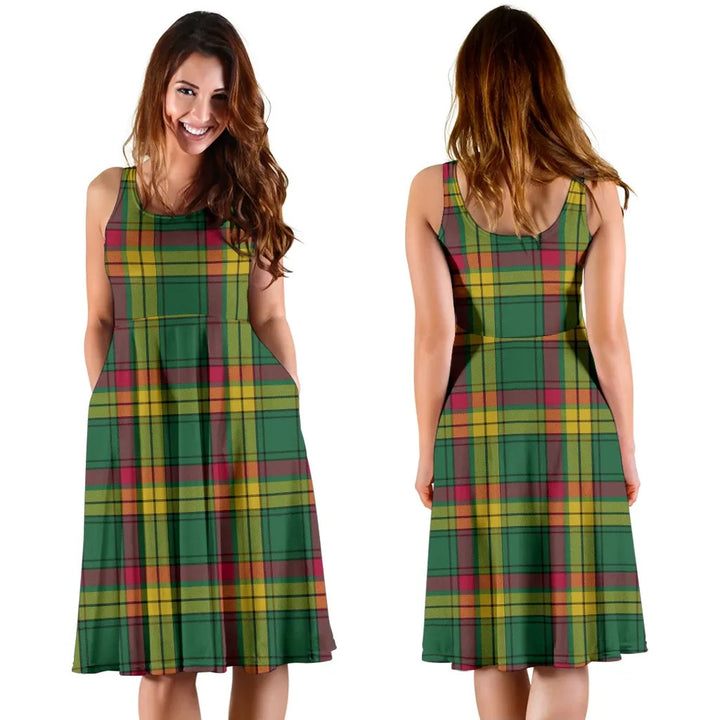Scottish MacMillan Old Ancient Clan Tartan Women Midi Dress