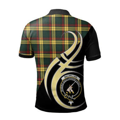 Scottish MacMillan Old Modern Clan Crest Tartan Polo Shirt Believe in Me Back Side Tartan Plaid