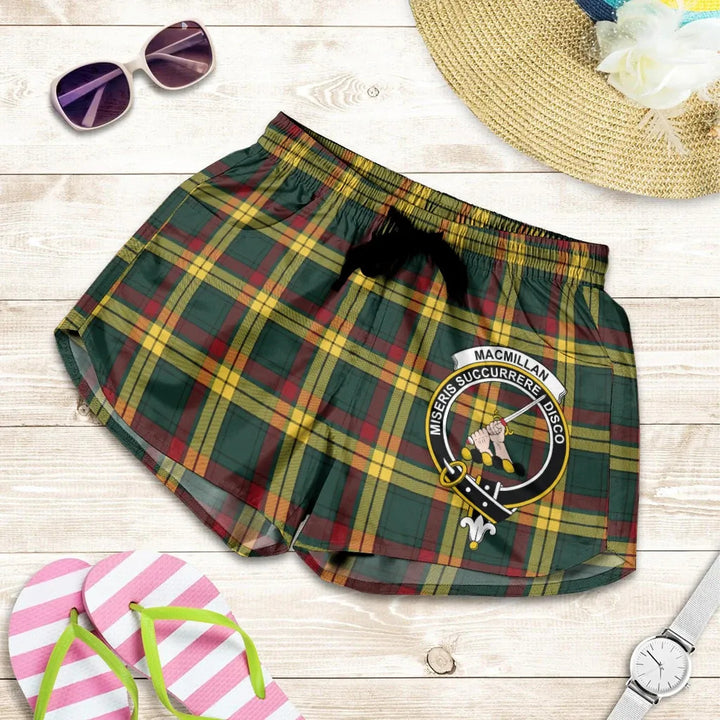 Scottish MacMillan Old Modern Clan Crest Tartan Women Shorts