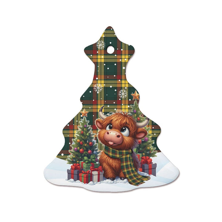 Scottish MacMillan Old Modern Clan Tartan Ceramic Ornament Cute Highland Cow Christmas Tree Style Tartan Plaid