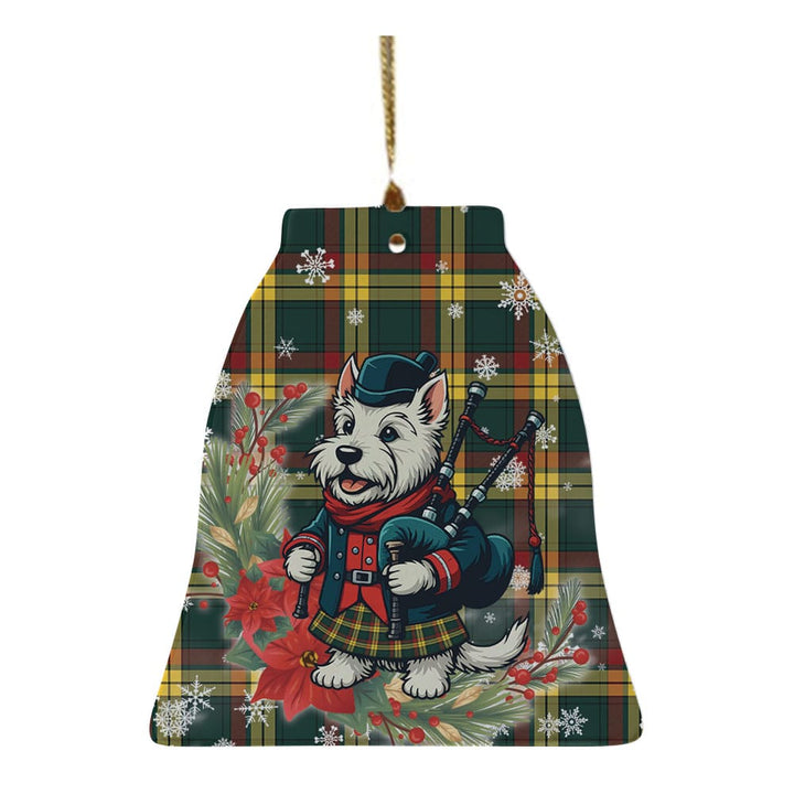 Scottish MacMillan Old Modern Clan Tartan Ceramic Ornament Cute Scottish Terrier Dog Bell Style Tartan Plaid
