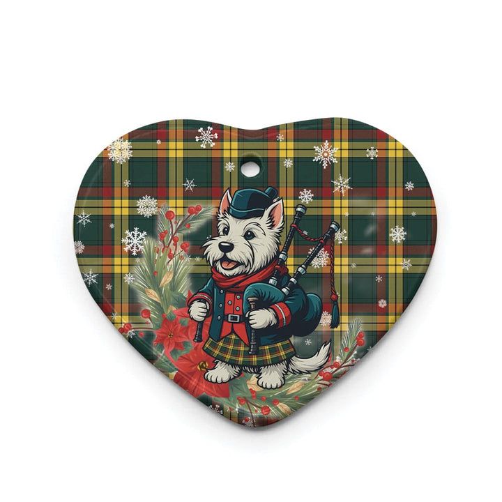 Scottish MacMillan Old Modern Clan Tartan Ceramic Ornament Cute Scottish Terrier Dog Heart Style Tartan Plaid