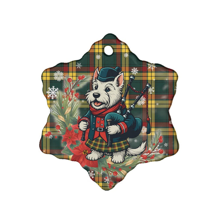 Scottish MacMillan Old Modern Clan Tartan Ceramic Ornament Cute Scottish Terrier Dog Snow Flake Style Tartan Plaid