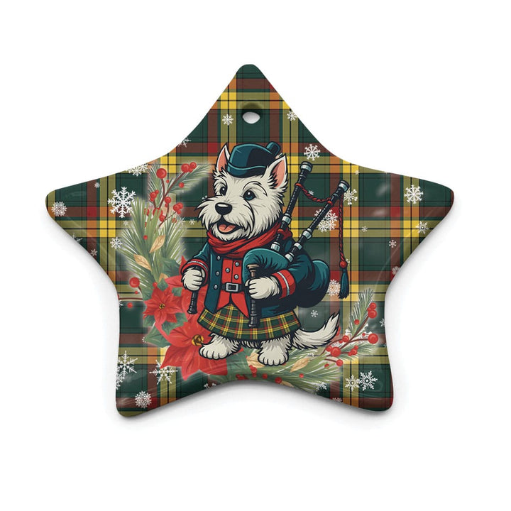 Scottish MacMillan Old Modern Clan Tartan Ceramic Ornament Cute Scottish Terrier Dog Star Style Tartan Plaid