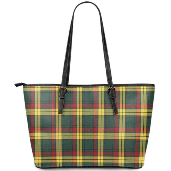 Scottish MacMillan Old Modern Clan Tartan Leather Tote Tartan Plaid