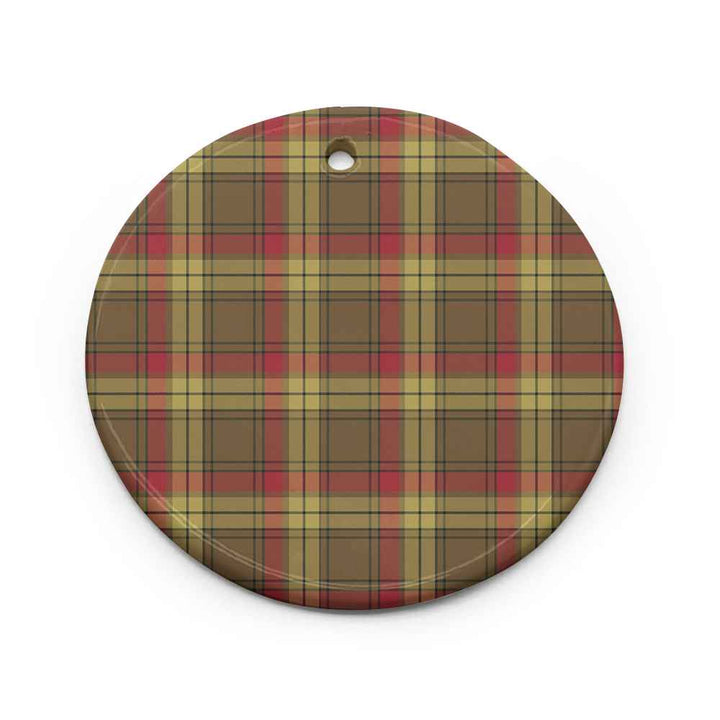 Scottish MacMillan Old Weathered Clan Tartan Ceramic Ornament Circle Shape Tartan Plaid