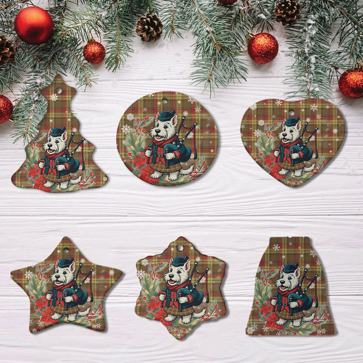 Scottish MacMillan Old Weathered Clan Tartan Ceramic Ornament Cute Scottish Terrier Dog All Style Tartan Plaid