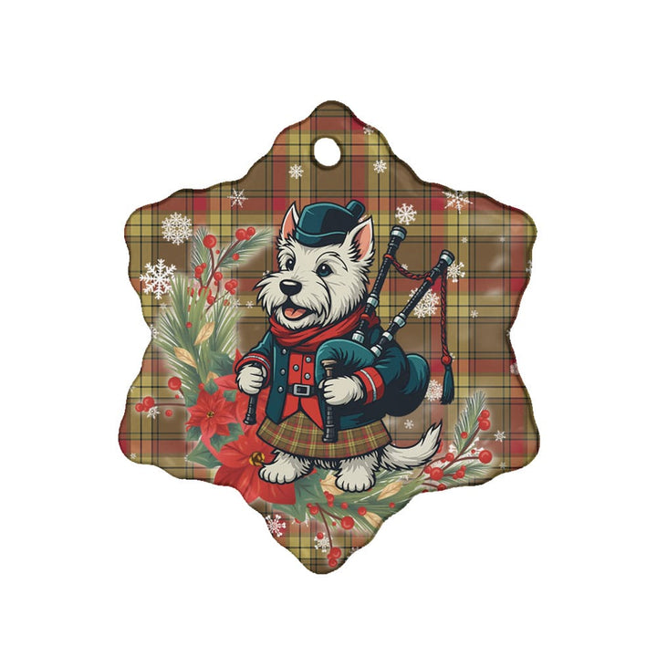 Scottish MacMillan Old Weathered Clan Tartan Ceramic Ornament Cute Scottish Terrier Dog Snow Flake Style Tartan Plaid