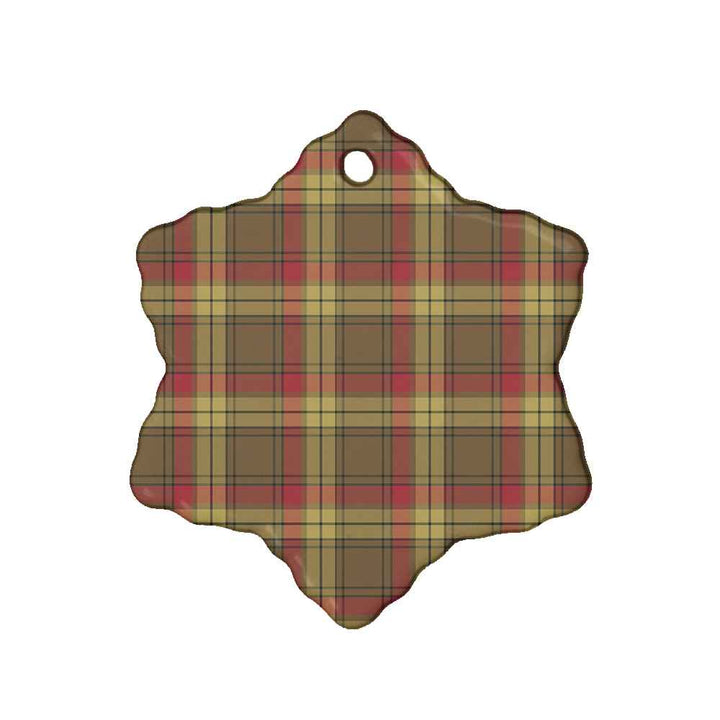 Scottish MacMillan Old Weathered Clan Tartan Ceramic Ornament Snow Flake Shape Tartan Plaid