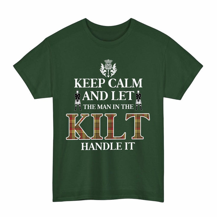 Scottish MacMillan Old Weathered Clan Tartan T-Shirt - Keep Calm Tartan Plaid Forest Green Color