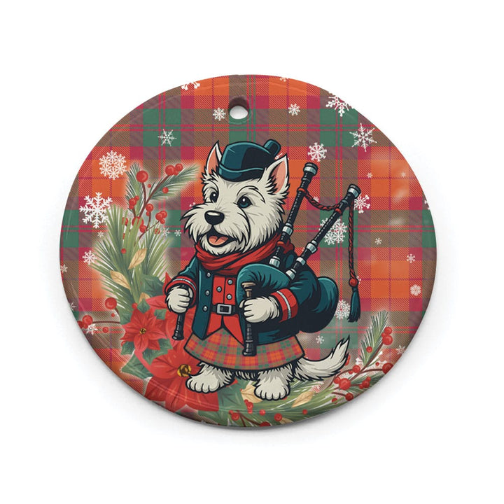 Scottish MacNab Ancient Clan Tartan Ceramic Ornament Cute Scottish Terrier Dog Circle Style Tartan Plaid