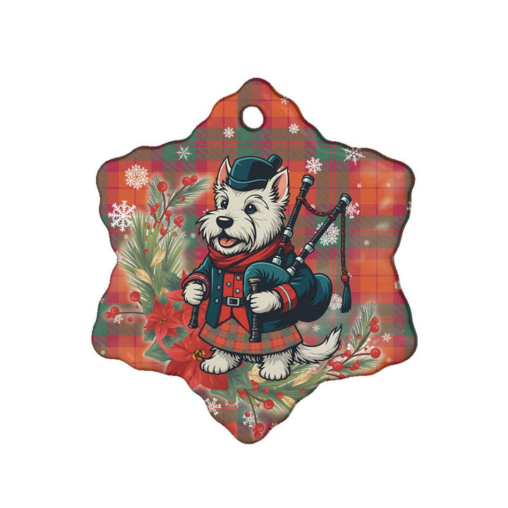 Scottish MacNab Ancient Clan Tartan Ceramic Ornament Cute Scottish Terrier Dog Snow Flake Style Tartan Plaid