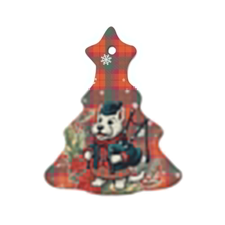 Scottish MacNab Ancient Clan Tartan Ceramic Ornament Cute Scottish Terrier Dog Tree Style Tartan Plaid