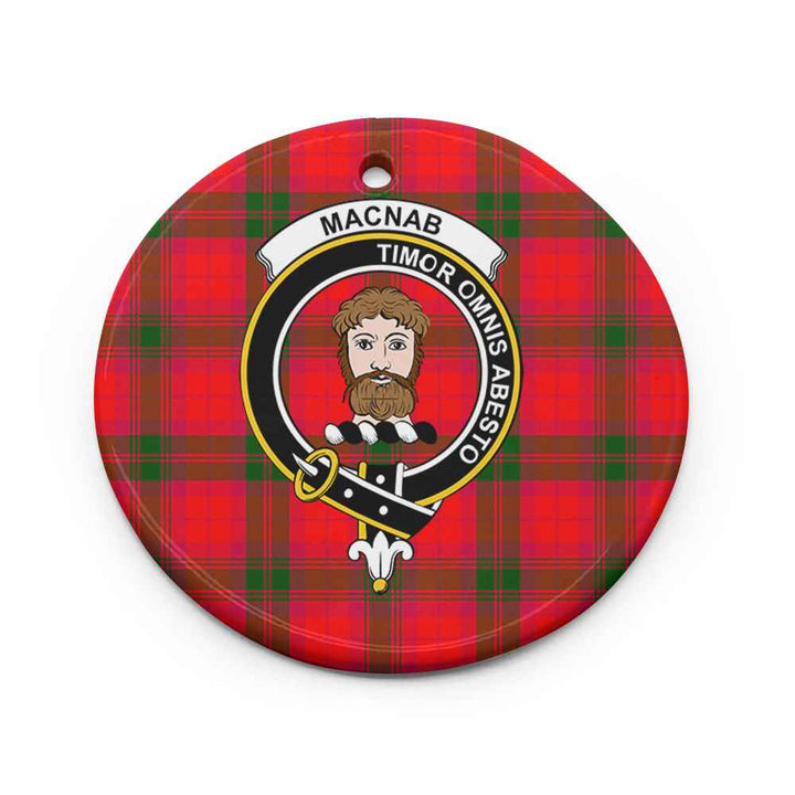 Scottish MacNab Clan Crest Tartan Ceramic Ornament Circle Shape Tartan Plaid