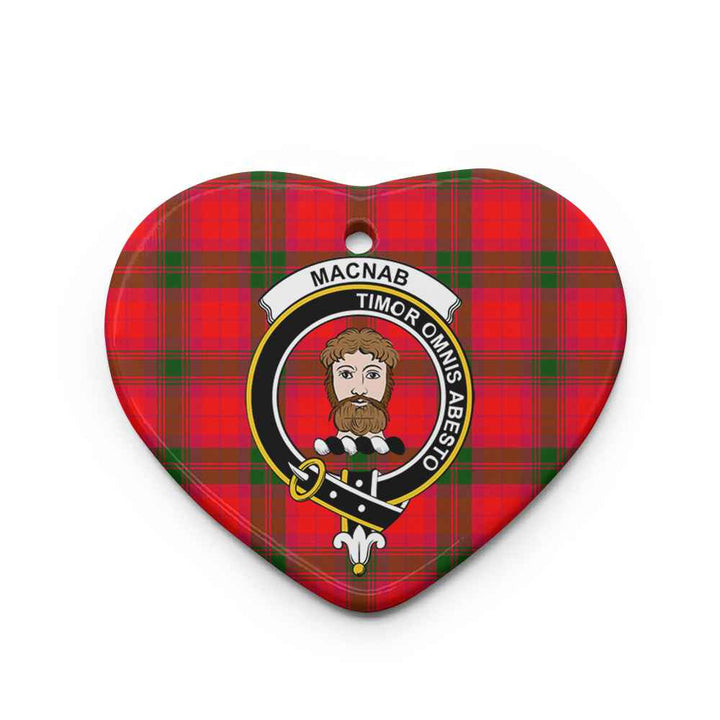Scottish MacNab Clan Crest Tartan Ceramic Ornament Heart Shape Tartan Plaid