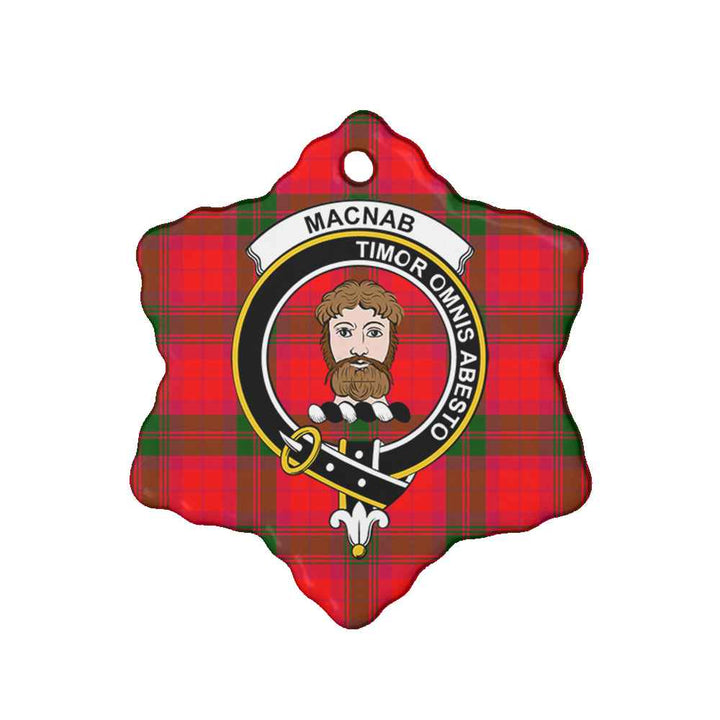 Scottish MacNab Clan Crest Tartan Ceramic Ornament Snow Flake Shape Tartan Plaid