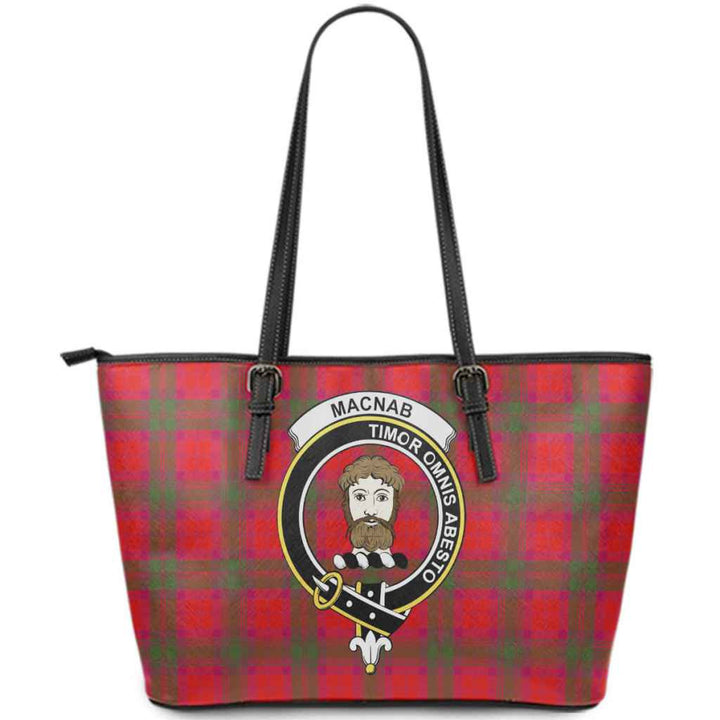 Scottish MacNab Clan Crest Tartan Leather Tote Tartan Plaid