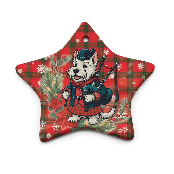 Scottish MacNab Modern Clan Tartan Ceramic Ornament Cute Scottish Terrier Dog Star Style Tartan Plaid