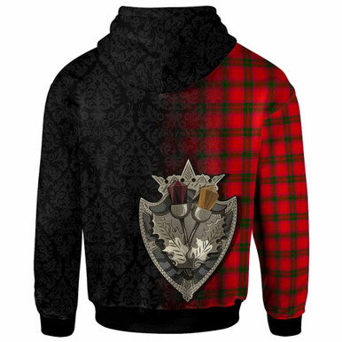 Scottish MacNab Modern Clan Tartan Hoodie - Half Thistle Flowers Celtic Design Back Side Tartan Plaid