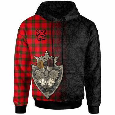 Scottish MacNab Modern Clan Tartan Hoodie - Half Thistle Flowers Celtic Design Front Side Tartan Plaid