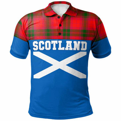 Scottish MacNab Modern Clan Tartan Polo Shirt - Lion Rampant of Scotland With Flag Front Side Tartan Plaid
