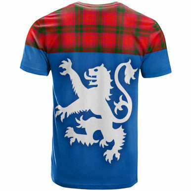 Scottish MacNab Modern Clan Tartan T-Shirt - Lion Rampant of Scotland With Flag Back Side Tartan Plaid