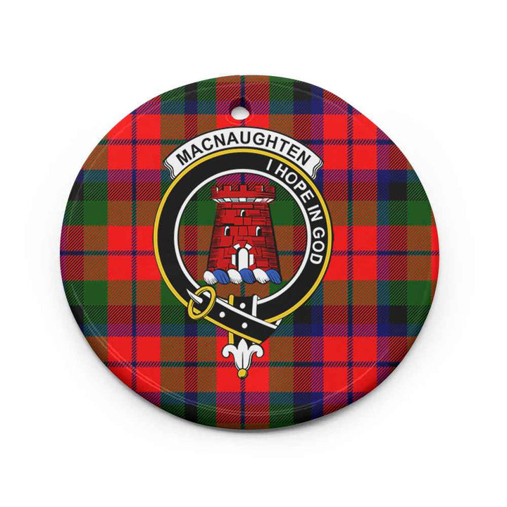 Scottish MacNaughten Clan Crest Tartan Ceramic Ornament Circle Shape Tartan Plaid