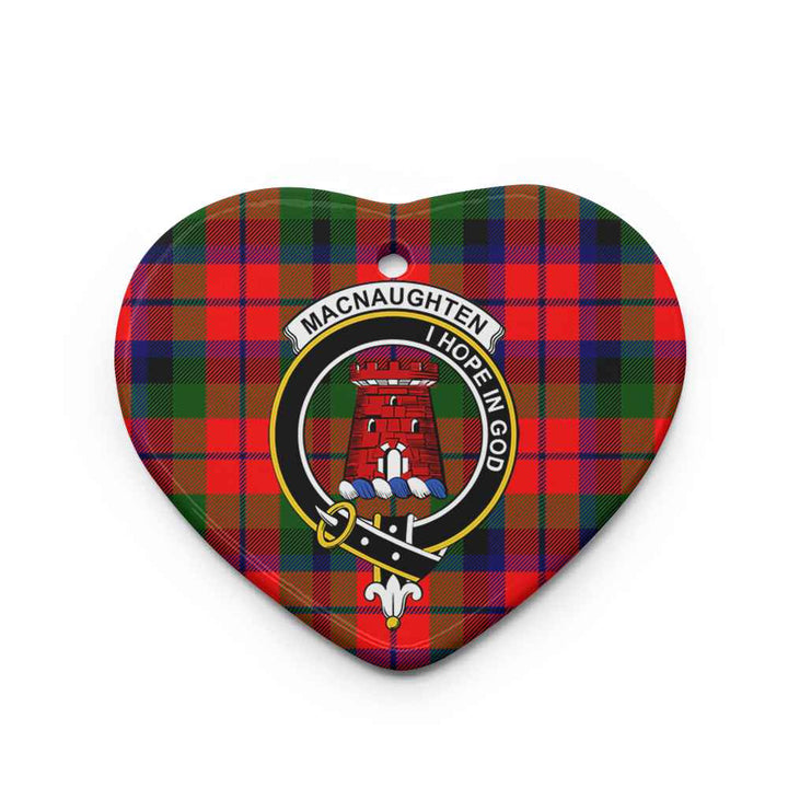 Scottish MacNaughten Clan Crest Tartan Ceramic Ornament Heart Shape Tartan Plaid