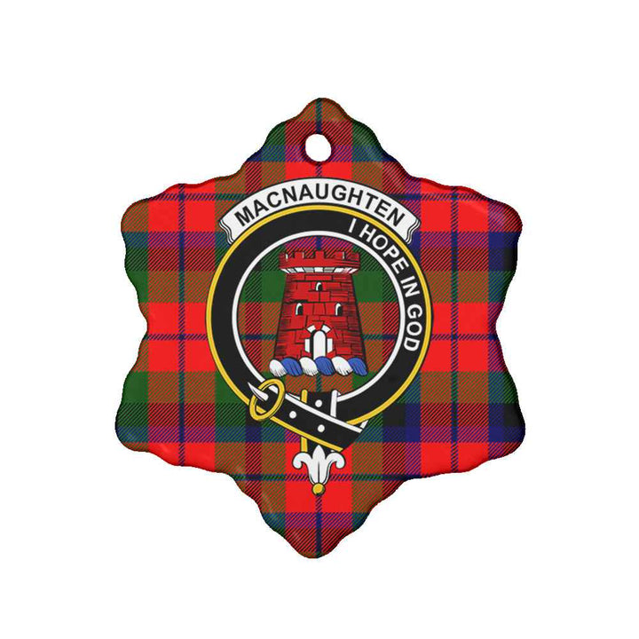 Scottish MacNaughten Clan Crest Tartan Ceramic Ornament Snow Flake Shape Tartan Plaid