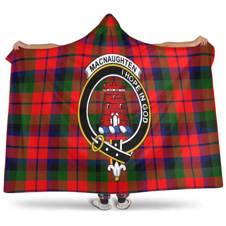 Scottish MacNaughten Clan Crest Tartan Hooded Blanket Tartan Plaid 1