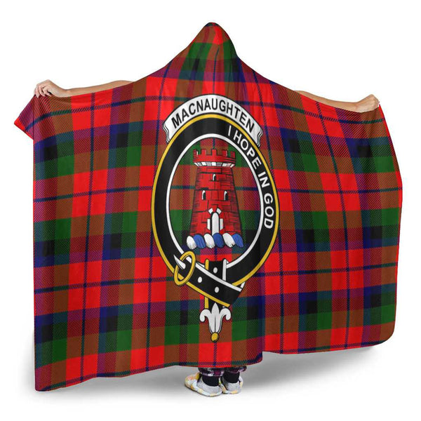 Scottish MacNaughten Clan Crest Tartan Hooded Blanket Tartan Plaid 2