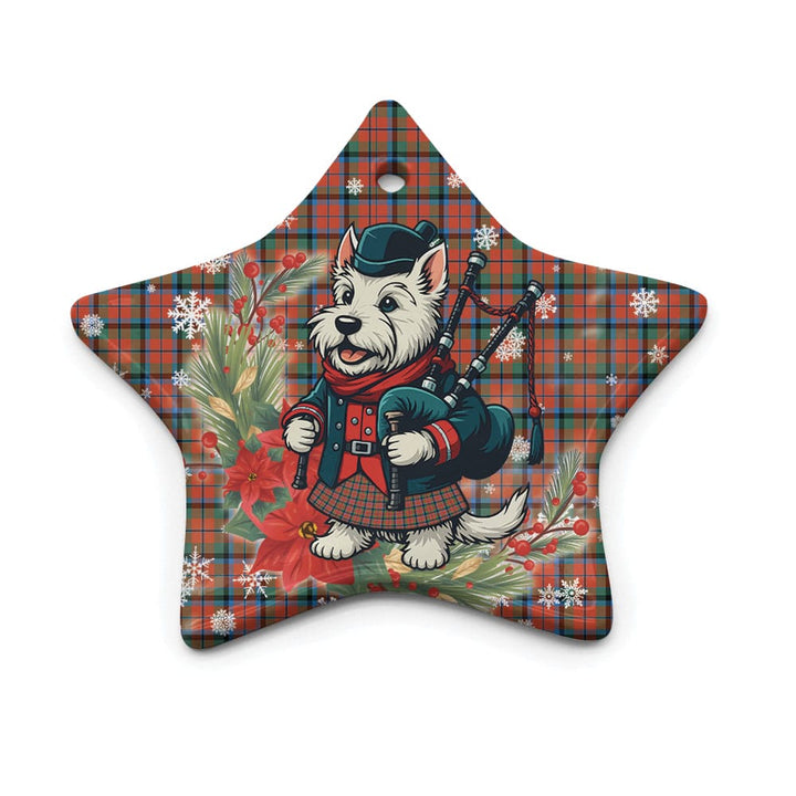 Scottish MacNaughton Ancient Clan Tartan Ceramic Ornament Cute Scottish Terrier Dog Star Style Tartan Plaid