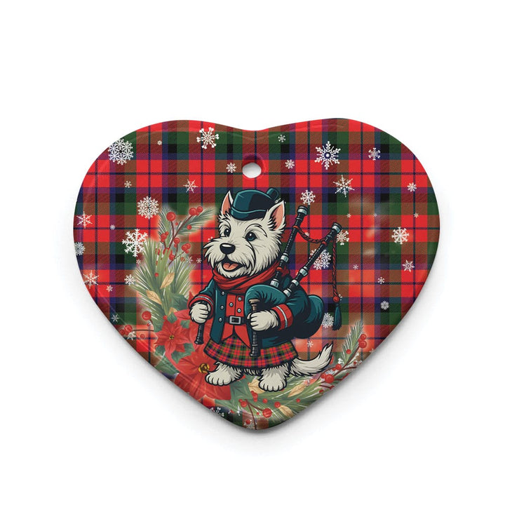 Scottish MacNaughton Modern Clan Tartan Ceramic Ornament Cute Scottish Terrier Dog Heart Style Tartan Plaid