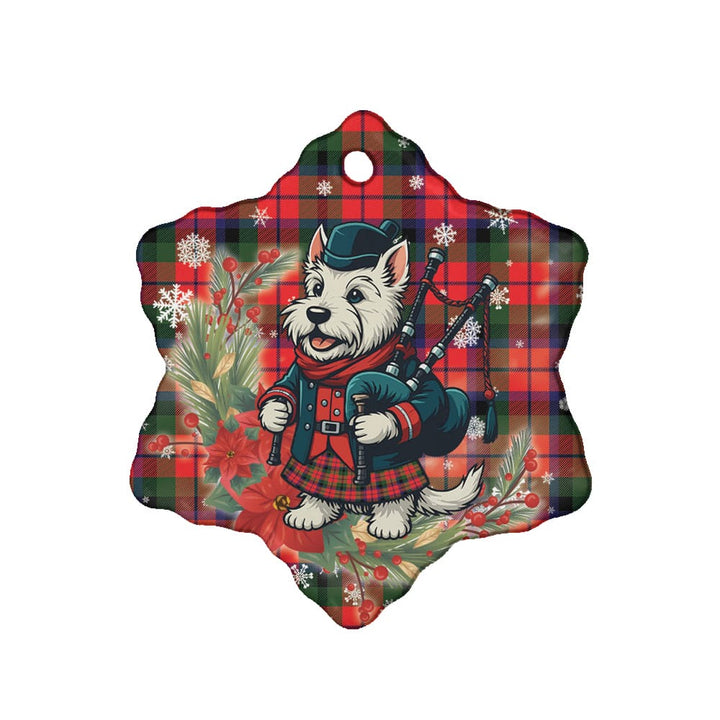Scottish MacNaughton Modern Clan Tartan Ceramic Ornament Cute Scottish Terrier Dog Snow Flake Style Tartan Plaid