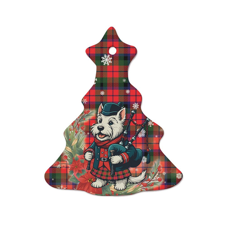 Scottish MacNaughton Modern Clan Tartan Ceramic Ornament Cute Scottish Terrier Dog Tree Style Tartan Plaid