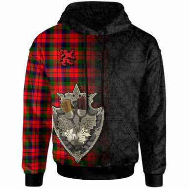 Scottish MacNaughton Modern Clan Tartan Hoodie - Half Thistle Flowers Celtic Design Front Side Tartan Plaid