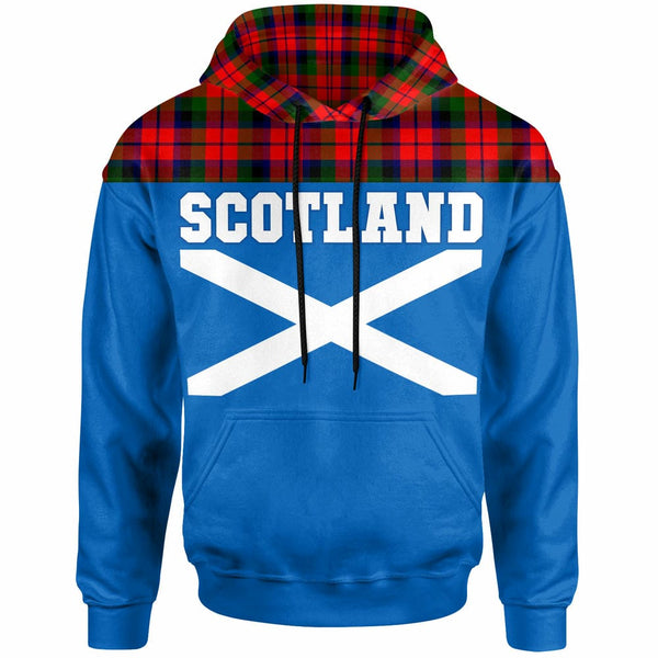 Scottish MacNaughton Modern Clan Tartan Hoodie - Lion Rampant of Scotland With Flag Front Side Tartan Plaid
