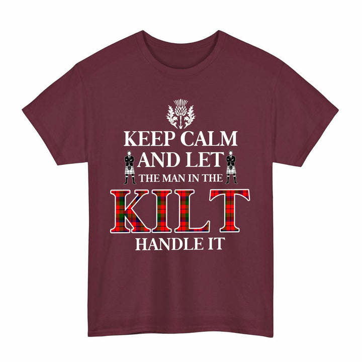 Scottish MacNaughton Modern Clan Tartan T-Shirt - Keep Calm Tartan Plaid Maroon Color