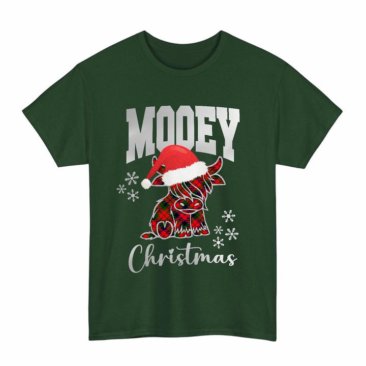 Scottish MacNaughton Modern Clan Tartan T-Shirt - Mooey Christmas Tartan Plaid Forest Green Color