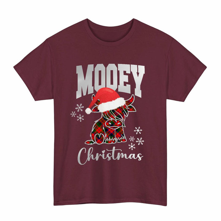 Scottish MacNaughton Modern Clan Tartan T-Shirt - Mooey Christmas Tartan Plaid Maroon Color